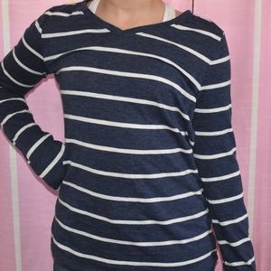 Long sleeve striped navy shirt